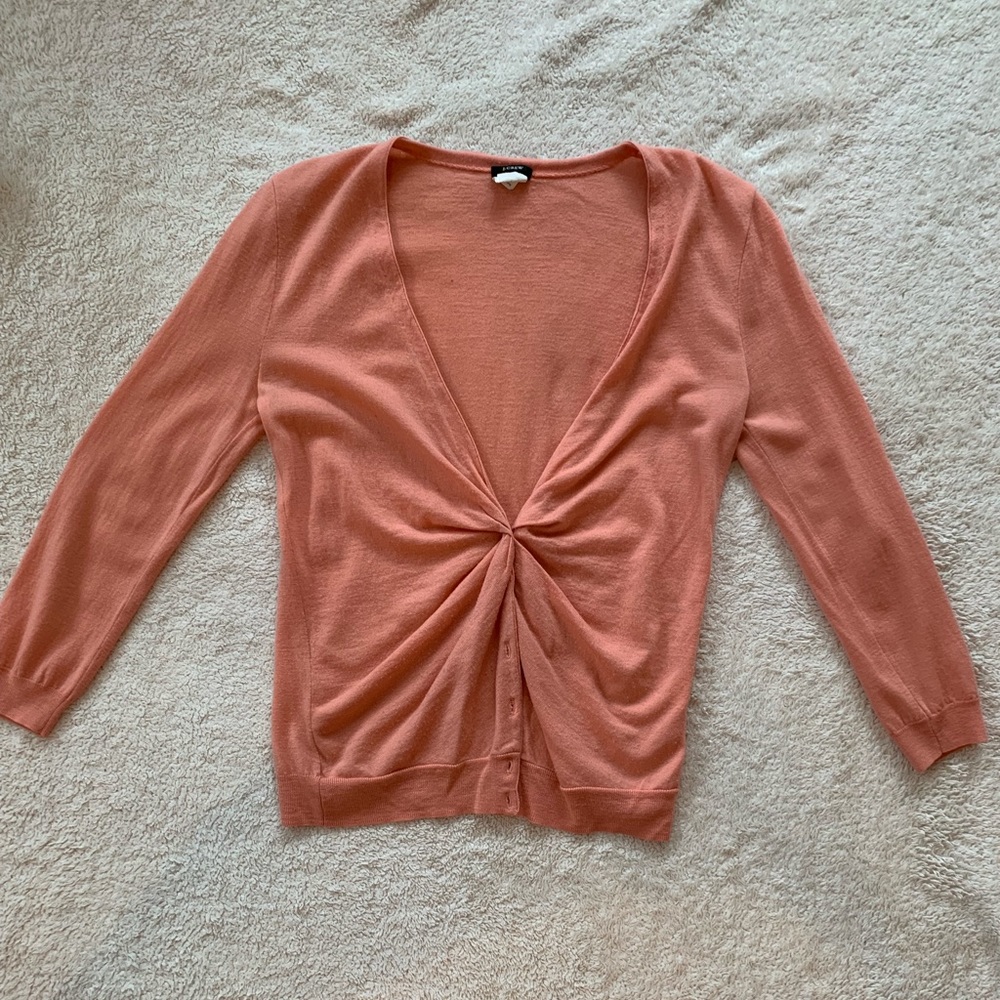 J.Crew ruched Maya merino cardigan